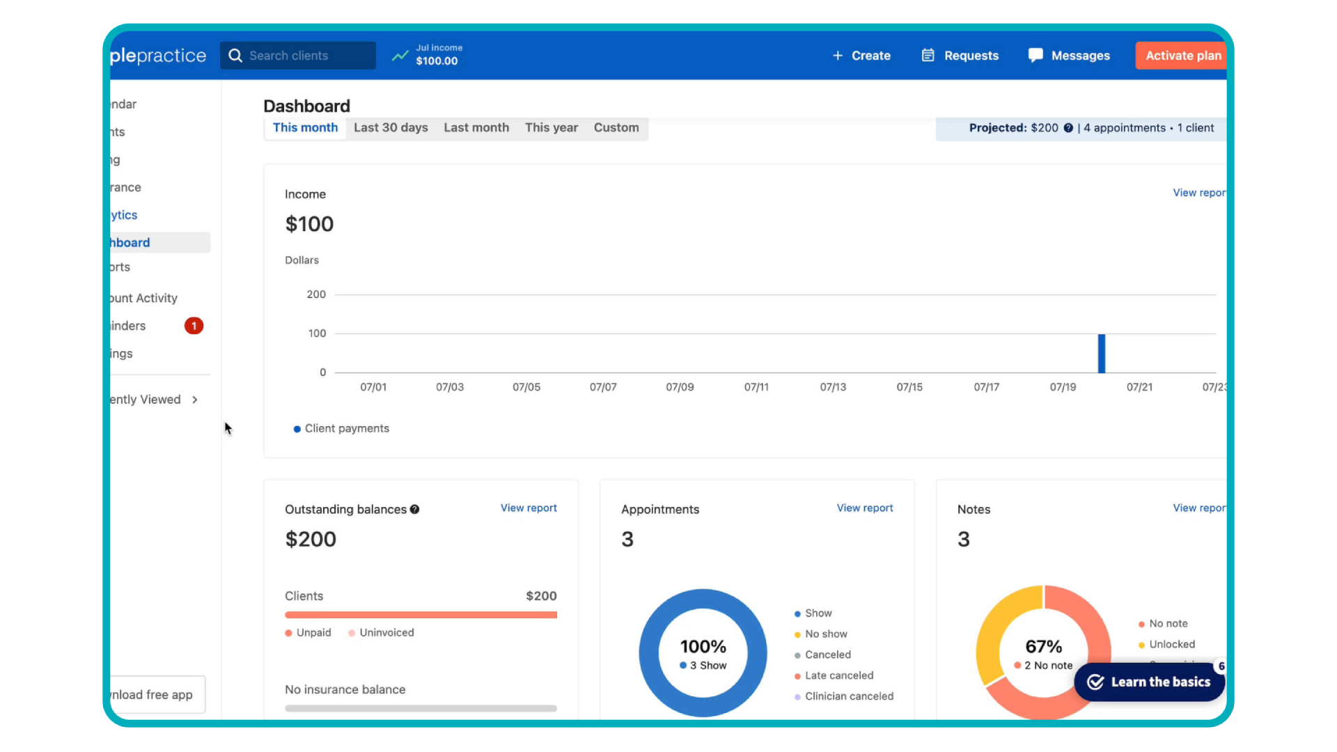 SimplePractice PMS Dashboard