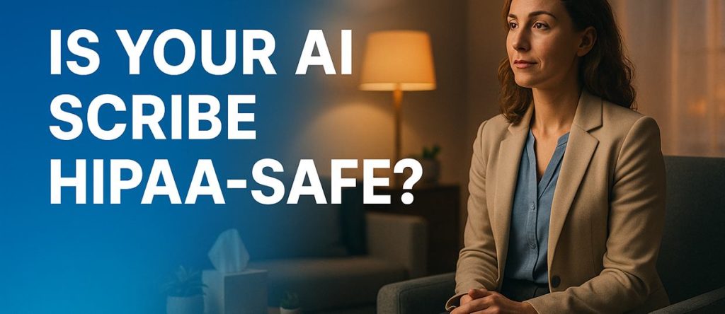 HIPAA-compliant AI scribe in a behavioral health therapy office protecting client PHI