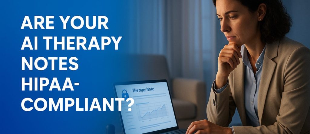 HIPAA-compliant AI scribe interface for behavioral health therapy notes