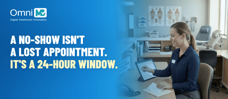 Medical receptionist rescheduling a patient no-show appointment within the 24-hour recovery window