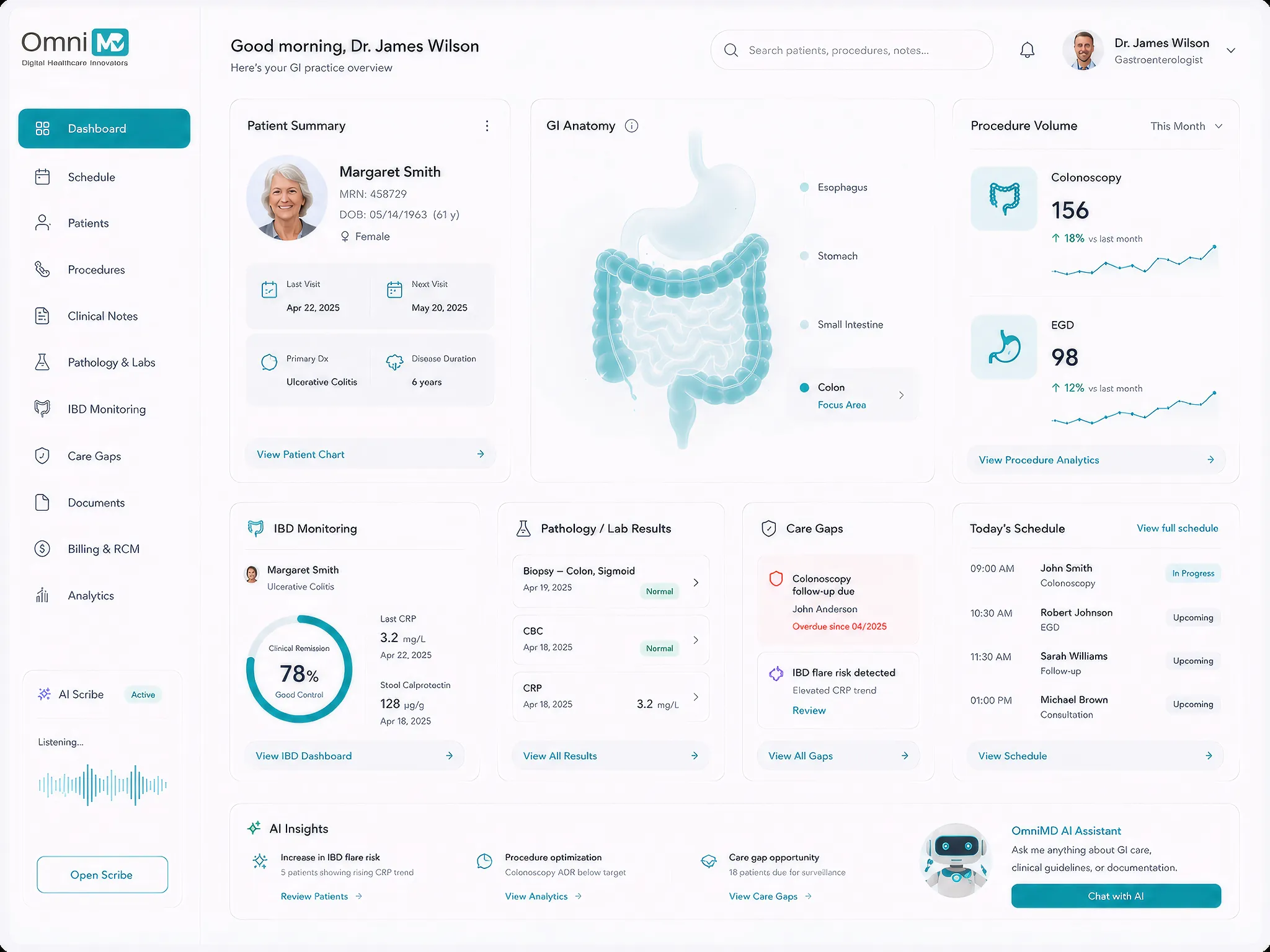 OmniMD gastroenterology dashboard enhanced