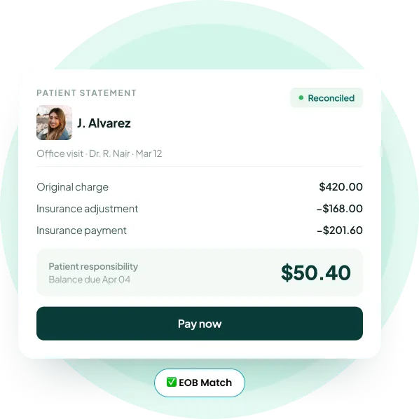 The patient billing statement