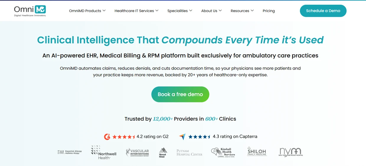 OmniMD website screenshot supplied with the patient engagement comparison